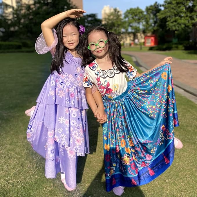 Kids Mirabel Cosplay Costume Girls Isabela Magical Princess Dresses Halloween Party Dress Up Suit