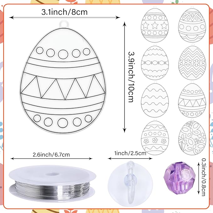 Qyeahkj 32 Sets Easter Suncatcher Crafts Kit for Kids DIY Egg Window Paint Suncatcher Arts Crafts Easter Window Ornament Decor for Easter Gift Classroom Art Project Gift Favor