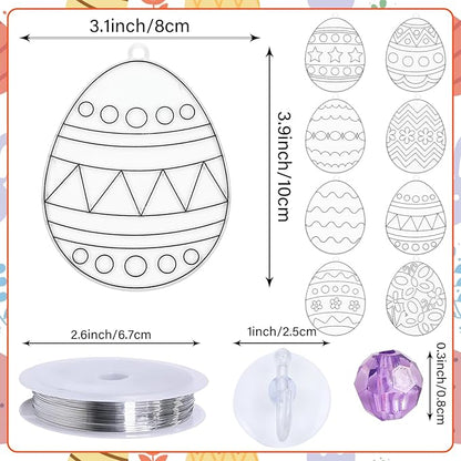 Qyeahkj 32 Sets Easter Suncatcher Crafts Kit for Kids DIY Egg Window Paint Suncatcher Arts Crafts Easter Window Ornament Decor for Easter Gift Classroom Art Project Gift Favor