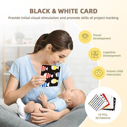 Montessori Toys for Babies 0-6 Months, 7 in 1 Newborn Baby Toys with Spinning Drum, Colorful Fabric Ball, Tissue Box Toy, Sensory Balls, Contrast Cards and More, Great Educational Toy for Baby