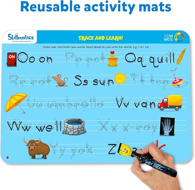 Skillmatics I Can Write, Preschool Learning Activities, Educational Toy and Game, Back to School Supplies, Reusable Activity Mats, Gifts for Students, Kids, Ages 3, 4, 5, 6