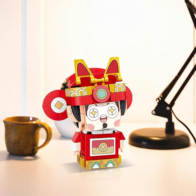 China-Chic Chousheng Building Block Set, God of Wealth CAISHEN Chinese Traditional Opera Character Home Decor,STEM Educational Toys Theme Chinese Culture for Kid 6+ Boy Girl Adult (204 Pcs) 96001