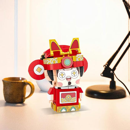 China-Chic Chousheng Building Block Set, God of Wealth CAISHEN Chinese Traditional Opera Character Home Decor,STEM Educational Toys Theme Chinese Culture for Kid 6+ Boy Girl Adult (204 Pcs) 96001