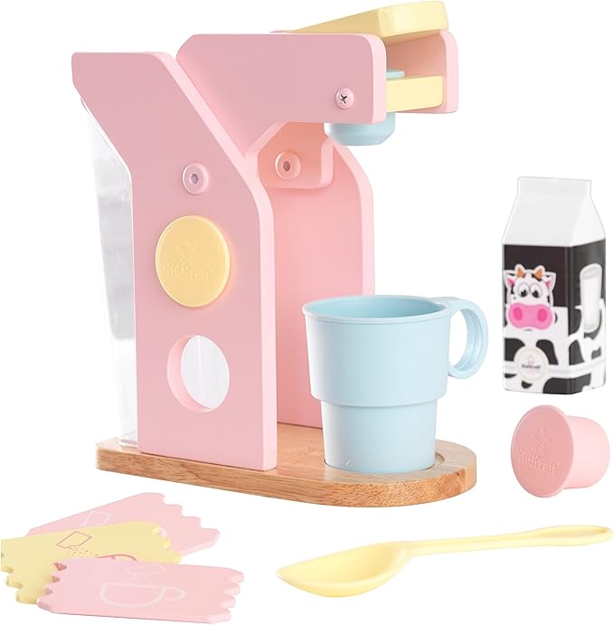 KidKraft Children's Pastel Coffee Set - Role Play Toys for The Kitchen, Play Kitchen Accessories, Gift for Ages 3+