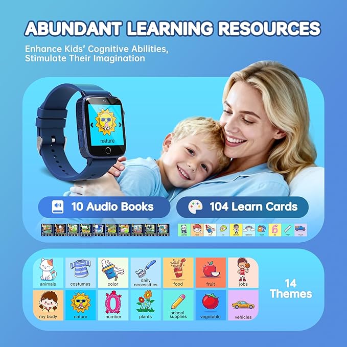 Smart Watch for Kids with 26 Puzzle Games, HD Touch Screen Kids Watch, Camera, Music Player, Alarm Clock, Calculator, Pedometer, Learn Card - 12/24hr Toys for Age 3-12 Year Old, Birthday Gift for Boys