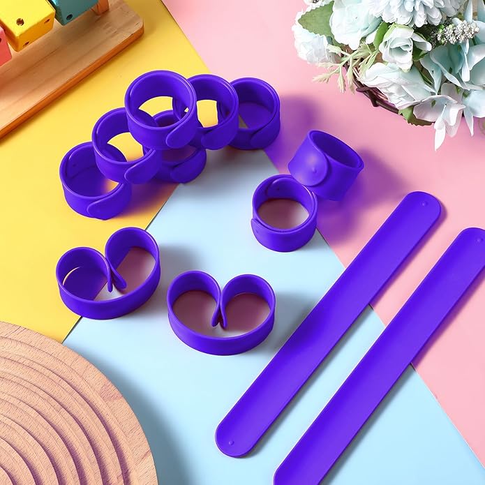 12 Pcs Silicone Slap Bracelets DIY Slap Bands Party Favors Bulk Blank Soft Wristband Wrist Snap Band for Craft Project DIY Painting Birthday Party Halloween Christmas