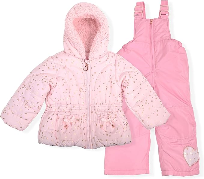 Arctic Quest Little Girls Bib Snow Pants and Ski Jacket Water-Resistant Snowsuit For Kids Winter Jacket For Girls