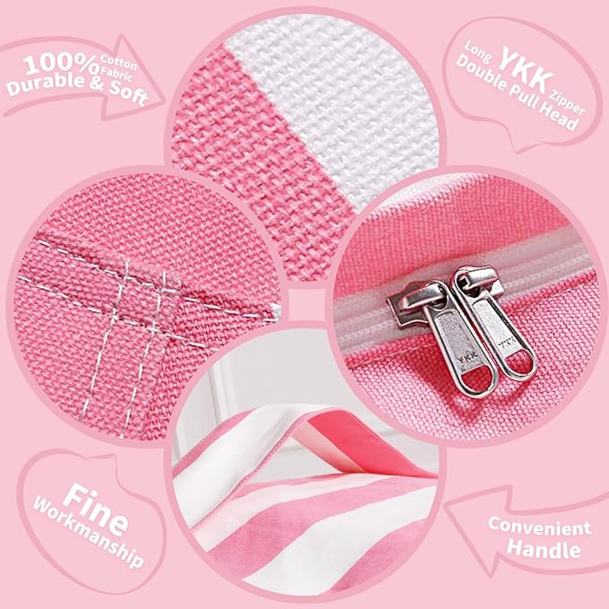 Wekapo Stuffed Animal Storage Bean Bag Chair Cover for Kids | Stuffable Zipper Beanbag for Organizing Children Plush Toys Large Premium Cotton Canvas (Pink, X-Large)