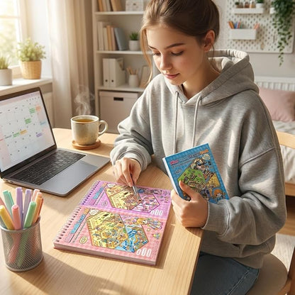 32 Sets (1200+) DIY 3D Stickers for Kids & Adults with 4 Sticker Books, Make Your Own Houses, Buildings, Shops & Amusement Park Scenes for Parties, Birthdays & Gifts