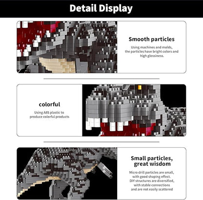 Dinosaur Tyrannosaurus Rex Model Decor Micro Mini Blocks Velociraptor Building Blocks Toy Birthday for Age 6+ Children Adults Teens 1530 Pieces