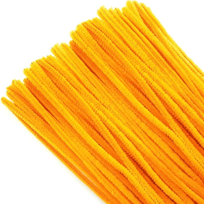 TOAOB 100pcs Pipe Cleaners Crafts Supplies Golden Yellow Pipe Cleaners Chenille Stems 6mm x 12 Inch Fuzzy Pipe Cleaners for DIY Art Crafts Decorations