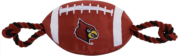 Pets First NCAA Louisville Cardinals Football Dog Toy, Tough Quality Nylon Materials, Strong Pull Ropes, Inner Squeaker, Collegiate Team Color