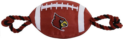 Pets First NCAA Louisville Cardinals Football Dog Toy, Tough Quality Nylon Materials, Strong Pull Ropes, Inner Squeaker, Collegiate Team Color
