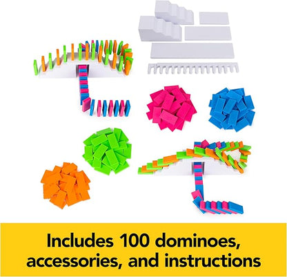 Spin Master Games, Lily Hevesh H5 Domino Creations 100-Piece Neon Dominoes Set, Building Toys for Kids & Family, Classic Activity Game, 1 & Up Players, for Ages 5 & Up