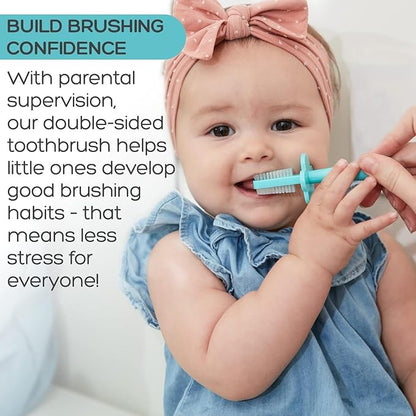 grabease Double-Sided Training Toothbrush - First Infant Toothbrush for Baby & Toddler - BPA & Phthalate-Free - 1 Pack Mint, 12 Months and Up - Baby Tooth Brush