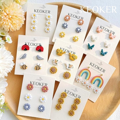 Keoker Spring Clay Cutters,12 Spring Polymer Clay Cutters, Flower Clay Cutters, Spring Clay Cutters for Polymer Clay Jewelry, (A)