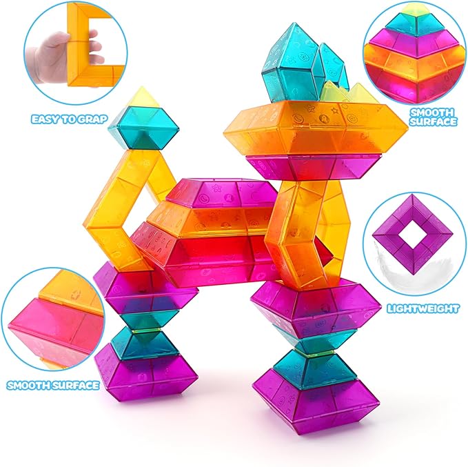 Building Block Sets for Toddlers 2 3 4 5 6 Year Old | 30 Pcs Pyramid Stacking Blocks Toys for Boys Girls | STEM Preschool Educational Light Table Toys Gifts for Toddlers Kids Age 2-4 3-5