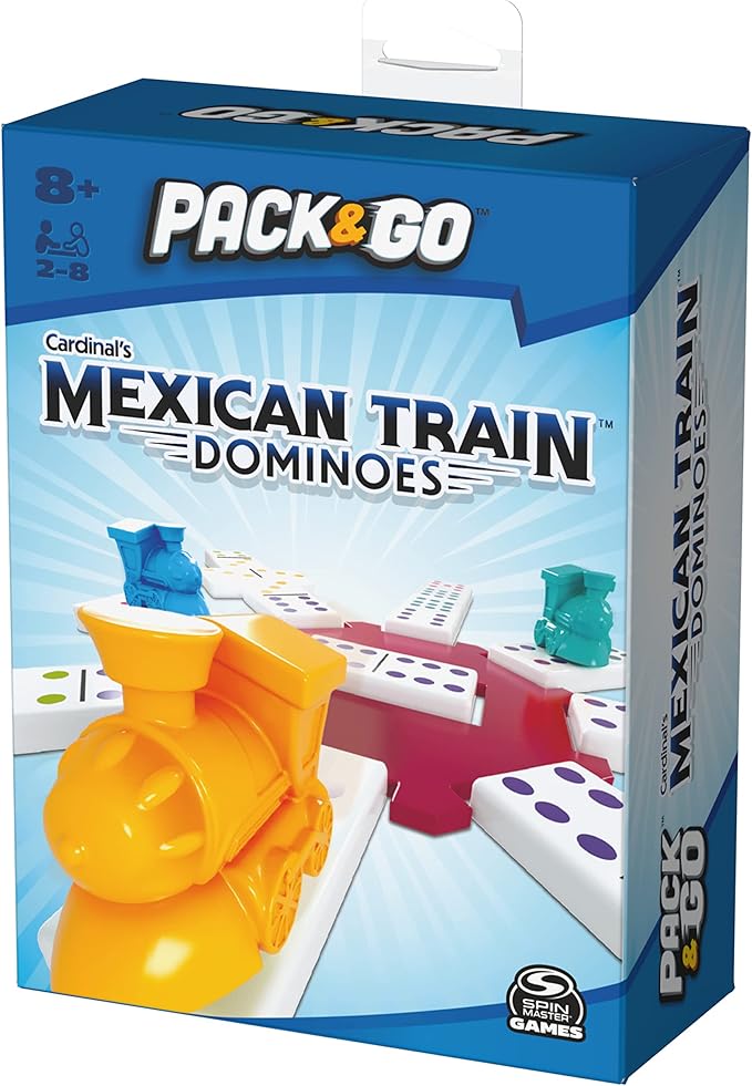 Pack & Go Mexican Train Dominoes from Spin Master Games Portable Dominoes Set Kids Games Classic Board Games for Adults and Kids Ages 8 and Up