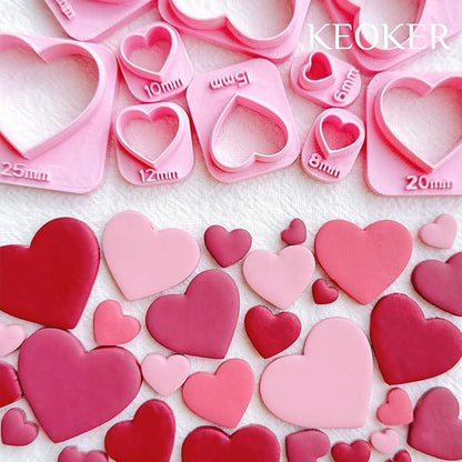 Keoker Heart Clay Cutter, Valentines Polymer Clay Cutters for Earrings Making, Heart Shape Polymer Clay Cutter, 7 Size Polymer Clay Cutters Hearts.