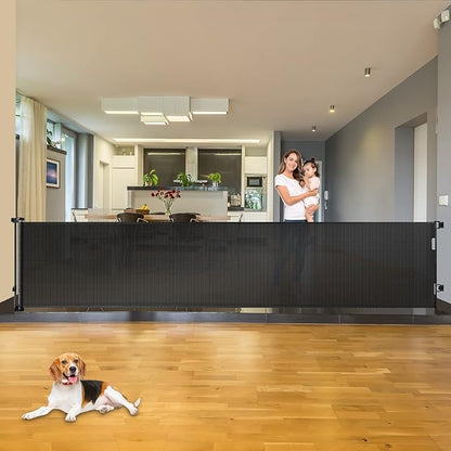 110 Inch Extra Wide Baby Gate for Large Openings Retractable Baby Gates Indoor Outdoor Extra Long Baby Gates for Doorways Large Retractable Dog Gate for Stairs Deck Gates for Dogs Indoor Pet Gate