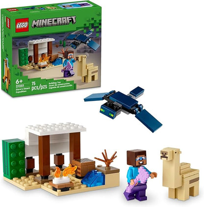 LEGO Minecraft Steve's Desert Expedition Building Toy, Biome with Minecraft House and Action Figures, Minecraft Gift for Independent Play, Gaming Playset for Boys, Girls and Kids Ages 6 and Up, 21251