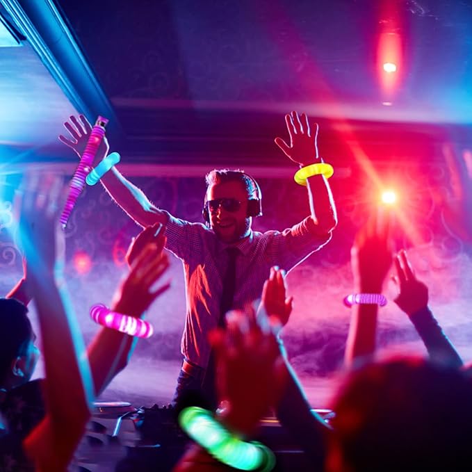 Jishi Light Up Pop Tubes 8-Pack LED Glow Sticks Bulk Christmas Glow in The Dark Party Favors Supplies, Kids Christmas Birthday Party Decorations, Sensory Light Up Fidget Tubes Toys for Kids Boys Girls