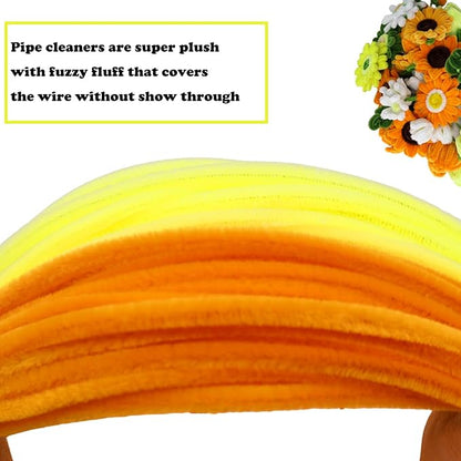 Swpohrat 600 Pcs Thick Craft Pipe Cleaners Bulk 6 Assorted Colors,12 Inch Chenille Stem Pipecleaner Kit for Craft Animals, Flowers Making,Creative DIY Decorations (Sunflower Color)