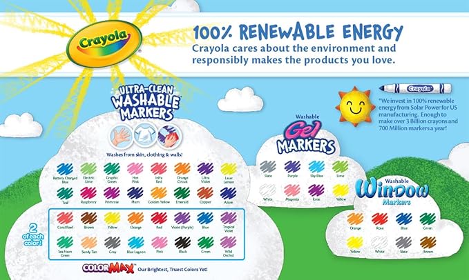 Crayola Washable Marker Set, 48 Broad Line Markers for Kids, 8 Gel Markers, 8 Window Markers, Gifts for Boys & Girls, Ages 3+