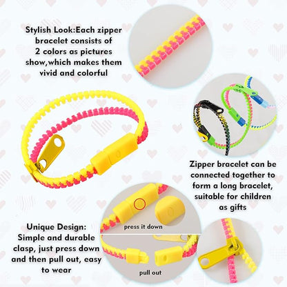 OuMuaMua Valentines Gift for Kids Classroom - 30 Pack Valentines Exchange Cards with Zipper Bracelets for School Class Exchange Gifts, Toddlers Girls Boys Valentines Gifts