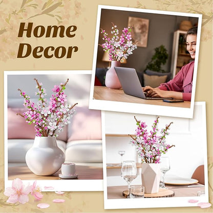 Cherry Blossoms Flowers Bouquet Building Set,Artificial Flower for Home or Office Décor,DIY Flower Botanical Collection Building Set,Gift for Birthday Anniversary,Christmas,Valentine Day