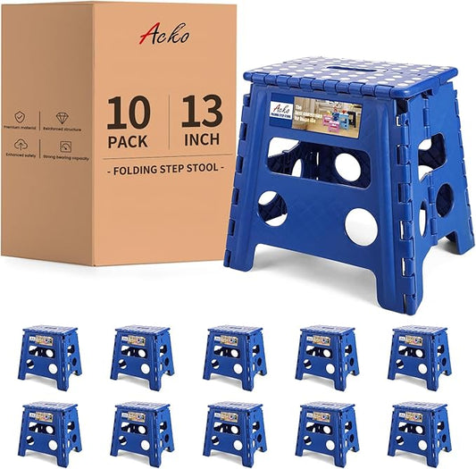 ACKO Folding Step Stool -13 inch Height Premium Heavy Duty Foldable Stool for Kids and Adults, Kitchen Garden Bathroom Stepping Stool 10Pack
