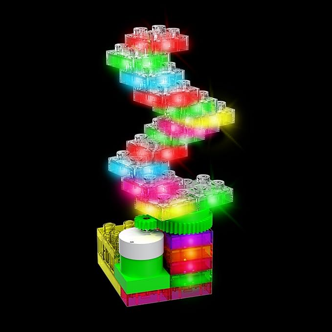 E-Blox Building Blocks STEM Circuit Kit, Build Your Own Lights ‘N Motion, Light & Rotating Capabilities, Infinite Science Creations, Birthday Gift, Boys, Girls, 5+