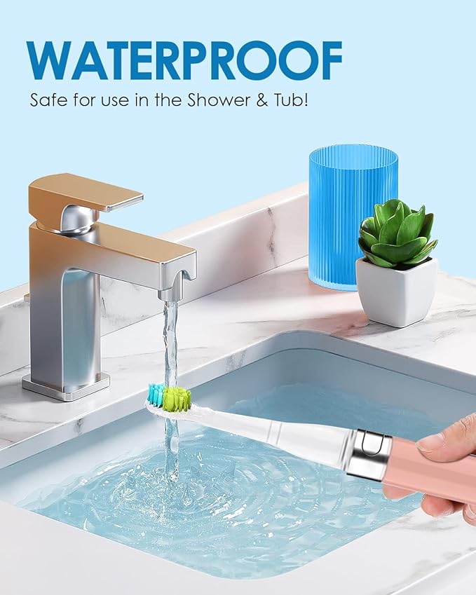 Voom Sonic Go 1 Series Travel Electric Toothbrush | Travel Toothbrushes - Battery Operated Toothbrush for Adults & Kids, Dentist Recommended Toothbrush, Portable with 2 Minute Timer (Pink)