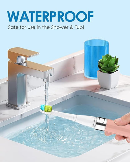 Voom Sonic Go 1 Series Travel Electric Toothbrush | Travel Toothbrushes - Battery Operated Toothbrush for Adults & Kids, Dentist Recommended Toothbrush, Portable with 2 Minute Timer (Pink)