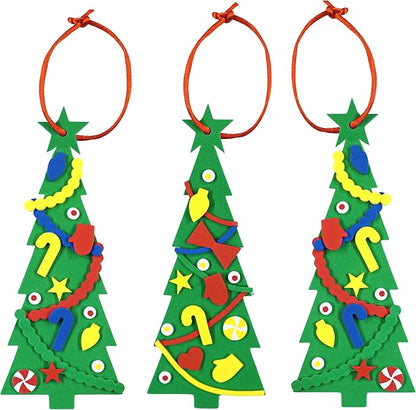 4E's Novelty 24 Pack Christmas Tree Ornament Craft for Kids, 516Pcs Bulk Foam Self Adhesive Individually Wrapped, Christmas Crafts for Kids Ages 4-8, 3-12, Toddler Holiday DIY Classroom Activities