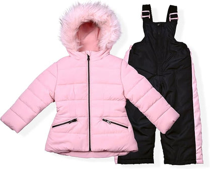 Arctic Quest Little Girls Bib Snow Pants and Ski Jacket Water-Resistant Snowsuit For Kids Winter Jacket For Girls