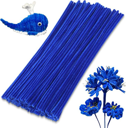100 Pieces Pipe Cleaners Chenille Stem, Blue Pipe Cleaners Set for DIY Arts Crafts Decorations, Chenille Stems (Blue)
