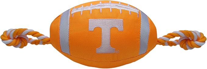 Pets First NCAA Tennessee Volunteers Football Dog Toy, Tough Quality Nylon Materials, Strong Pull Ropes, Inner Squeaker, Collegiate Team Color