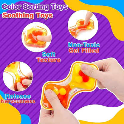 Sensory Fidget Toys for Kids Toddler: 4 Pack Color Sorting Sensory Toys for Autism - Squeeze Calming Toys for Toddler Girls Boys - Quiet Fidget Toys for Student Classroom - Goodie Bags Stuffers