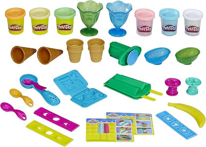Play-Doh Kitchen Creations Ice Cream Party Set, 22 Tools & 6 Colors, 2-Ounce Cans, Preschool Toys, Easter Gifts for Girls & Boys, Ages +3 (Amazon Exclusive)