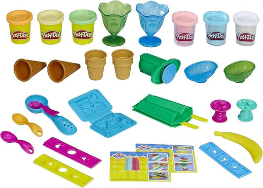 Play-Doh Kitchen Creations Ice Cream Party Set, 22 Tools & 6 Colors, 2-Ounce Cans, Preschool Toys, Easter Gifts for Girls & Boys, Ages +3 (Amazon Exclusive)