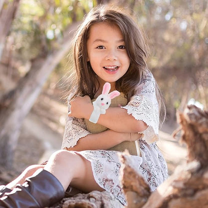 Animals Slap Bracelet Rabbit Slap Bracelet Plush Stuffed Animal Hugger Snap Wristband Plush Rabbit Toy for Kids Party Favors