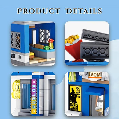 City Movie Theater Building Blocks Sets, Cute Street Store MOC Cinema 3D Toy Model Building Kit, Creative Birthday Gift for Adults/Kids Who Love Movies (253 Pieces)