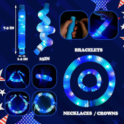 12 PCS Blue Glow Sticks for Kids,Light Up Pop Tubes Valentines Day Party Favors for Toddlers,Goodie Bag Stuffer Fillers,Birthday Mardi Gras Party Gifts Non Candy Treats Prizes Toy for Boy Girl