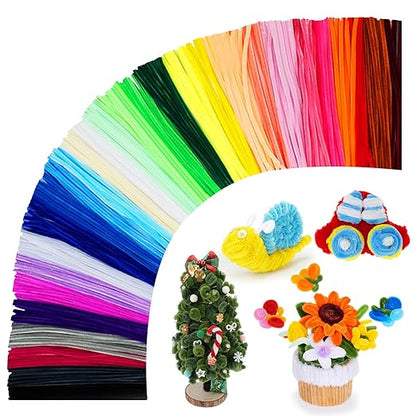 3000 PCS Pipe Cleaners, Pipe Cleaners Bulk 50 Colors, Chenille Stems for Flowers DIY Art Creative Crafts Decorations Colorful Thick Pipe Cleaners Craft Supplies for Christmas Halloween Birthday Gift