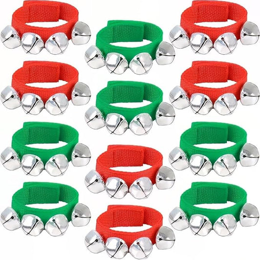 Rhode Island Novelty Jingle Bell Band Bracelets, 9-Inch, Pack of 2, Red and Green