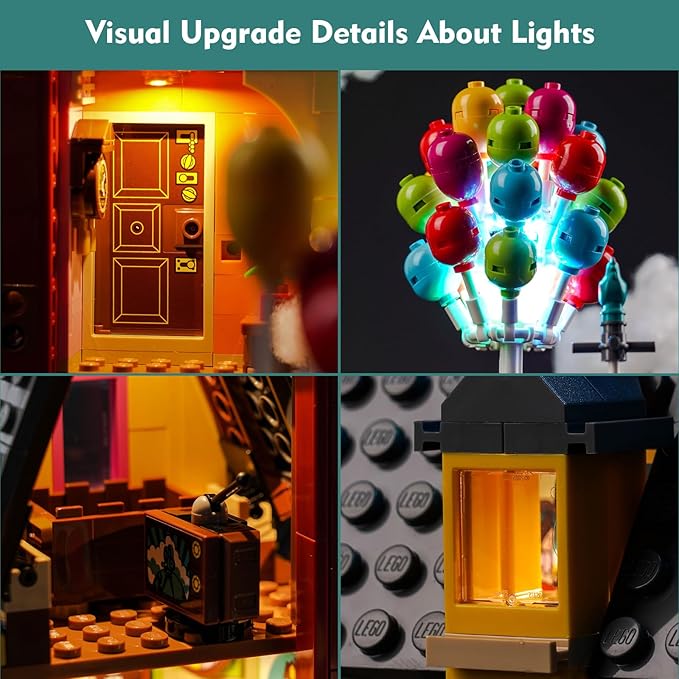 VONADO LED Light Kit Compatible with Lego 43217 Up House (NO Model), Sensing Colorful Lighting Compatible with Lego 43217 Building Toy Set (ONLY Lights)