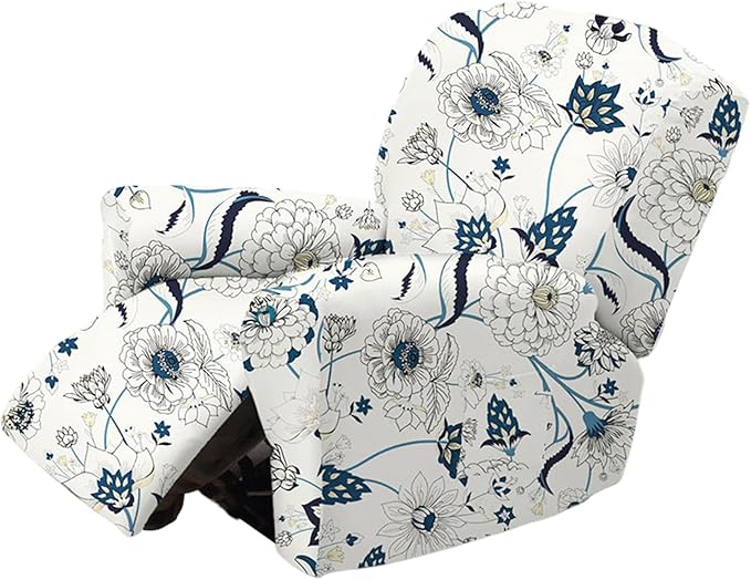NILUOH Recliner Covers 4-Pieces Stretch Lazy Boy Recliner Chair Covers with Pocket Floral Pattern Reclining Slipcovers Soft Sofa Slipcover Furniture Protector for Pets Kids (Recliner, Pattern 31)