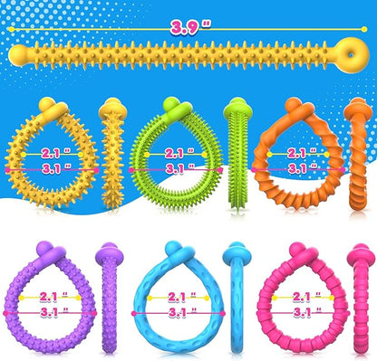 Sensory Toys Fidget Stretchy Strings: Fidget Toys Bracelet for Kids Calming - Adjustable Sensory Bracelet for Autism - Quiet Prizes Box Toys for Classroom 6 Pack