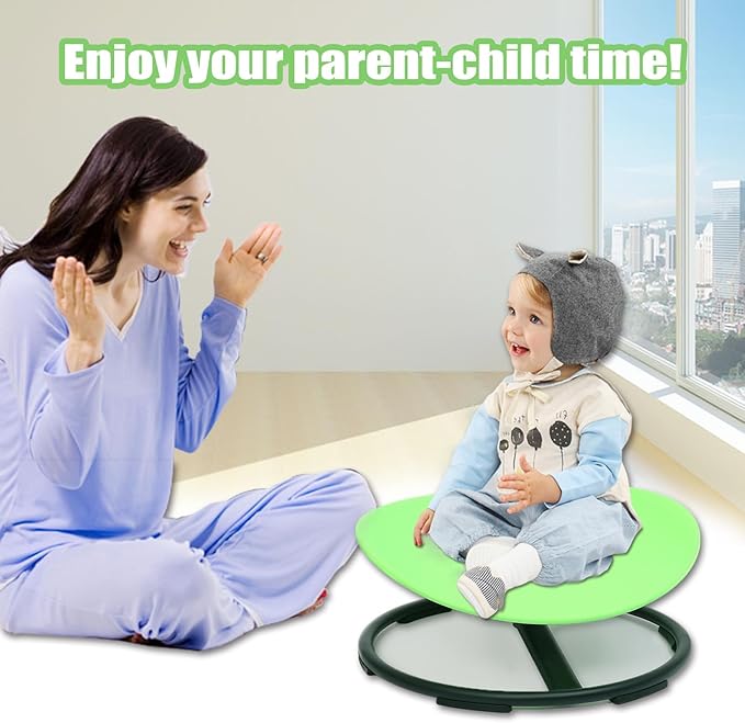 Kids Sensory Swivel Chair,Spin Chair for Autistic Kids,Sensory Spinning Toy Chair,Kids Coordination Sensory Swivel Products for Ages 3 Years and UP,Training Body Coordination(Green)